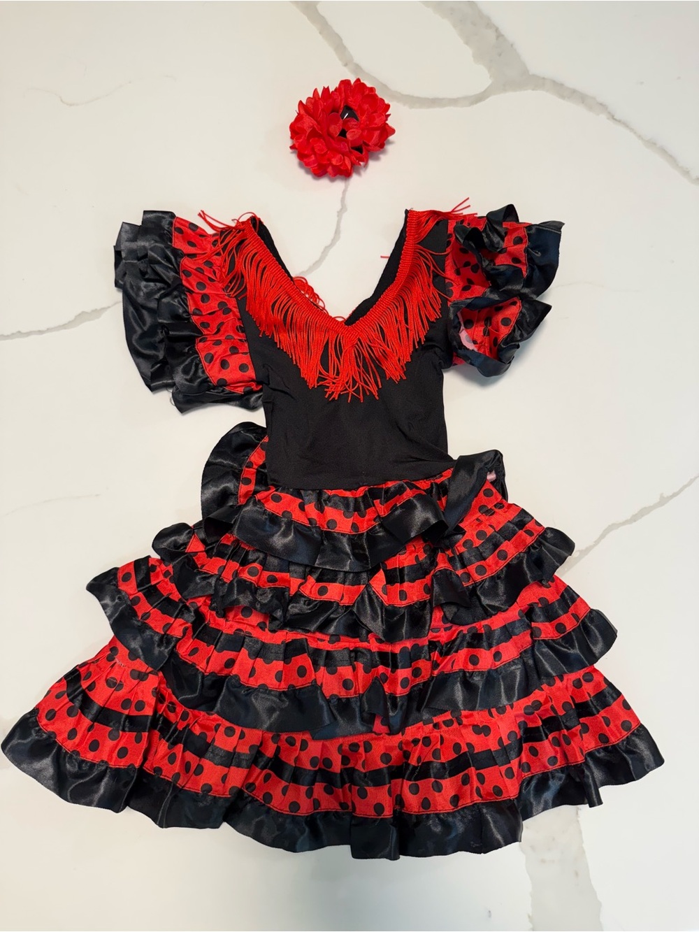 Toddler Flamenco Dress with Hair Clip 2T